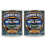 2X Hammerite Hammered Dark Green Paint 750ml Tin Paint